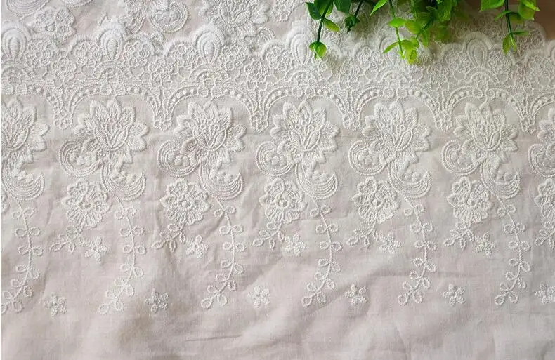 Lace Fabric 1 Yard Super Wide 100% Cotton Cloth Embroidered Lace Trim DIY Accessories Lace Fabric Width 22cm