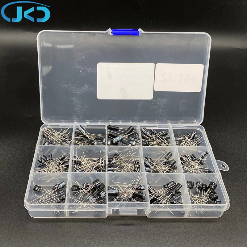 

15values 200pcs High Quality Electrolytic Capacitor Organization Storage 0.1uF-220uF Capacitors Assortment Box Kit