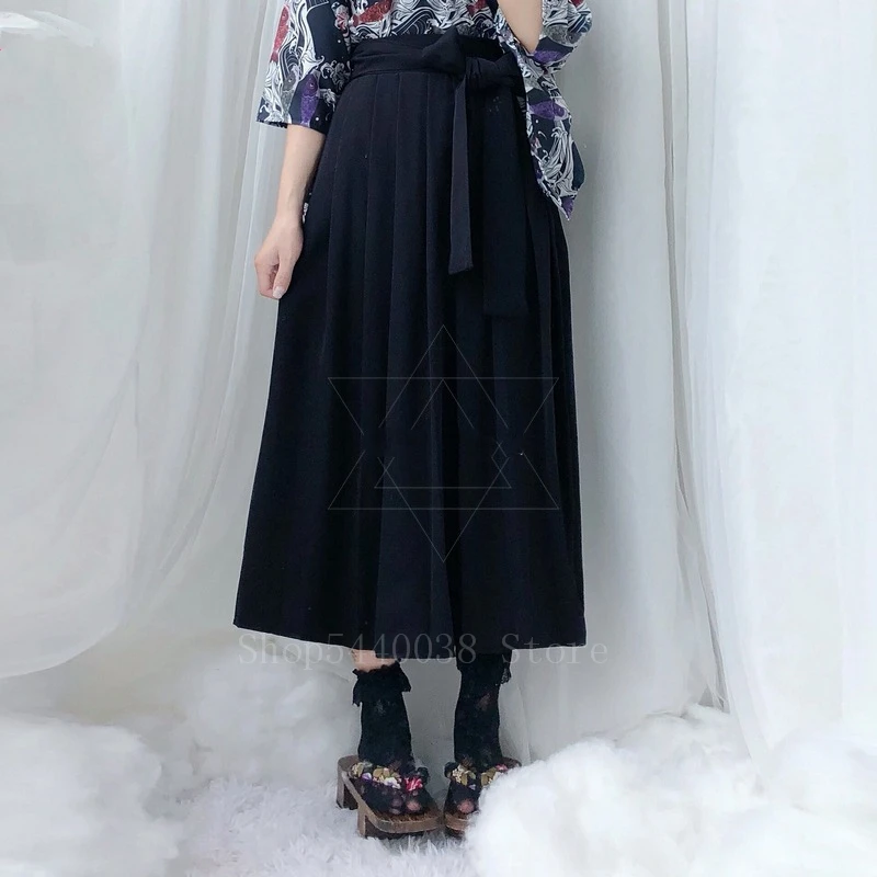 Black Long Skirt Японское традиционное модное кимоно платье для женщин с флагом кальмара Haori Ретро восточные вечерние фотографии костюм - Цвет: Black Long Skirt