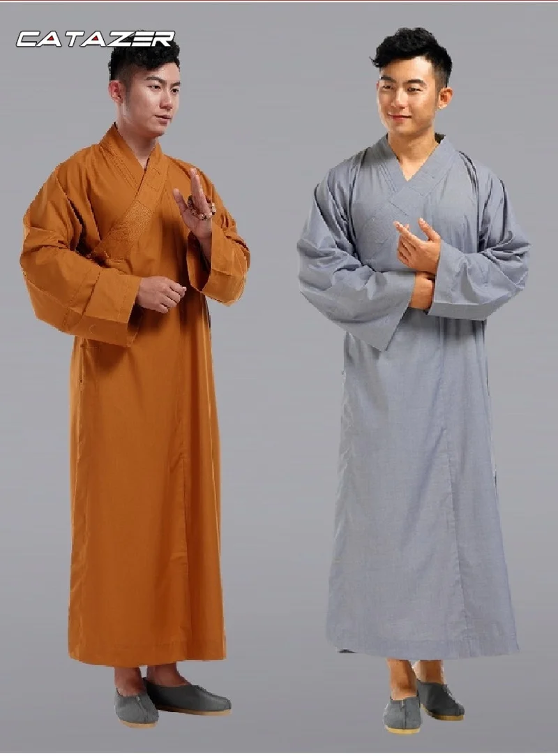 Cotton Buddhist Robe Shaolin Monk Dress Kung Fu Uniform Meditation Suit Costumes Unisex