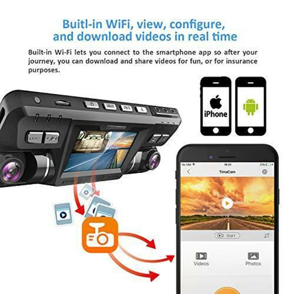 P28 Dash Cam с Wifi Dual 1920X1080P фронтальная и каютная камера