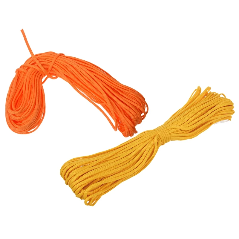 2Pcs 100Ft 7 Strand 550 Survival Bushcraft Паракорд парашютный шнур Тип III-желтый с оранжевым