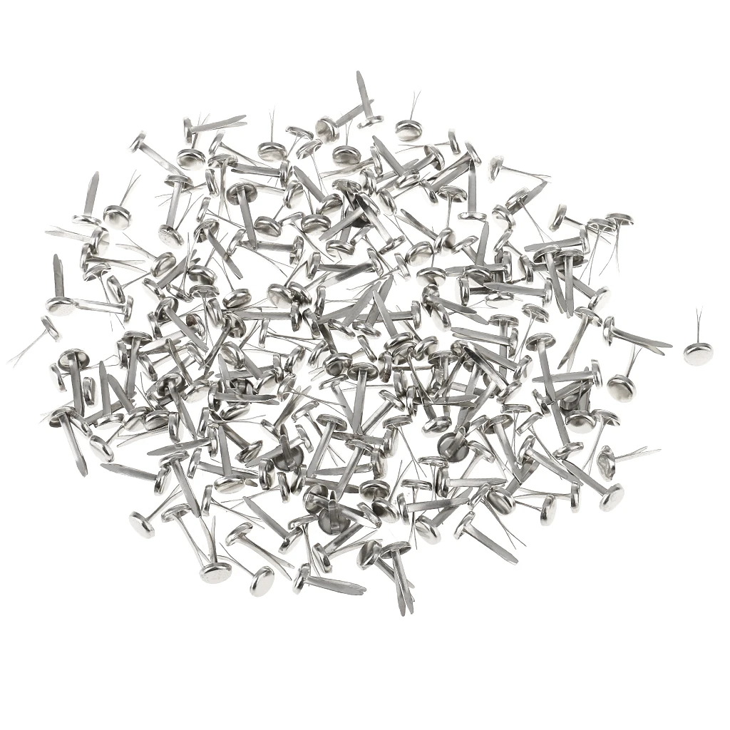 200Pcs Silver Metal Paper Fasteners MINI Brads Split Pins for DIY Projects - 0.24x0.51inch
