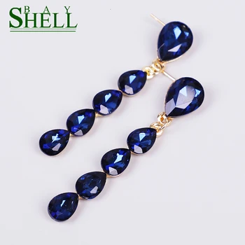 

Shell Bay Fashion Blue Glass Dangle Earrings Rhinestone Crystal Earring For Women Red White Earrings Bride Wedding Gift Jewelry