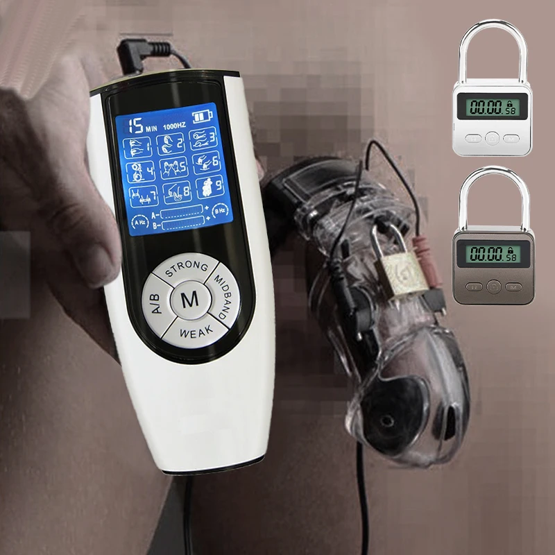 Electric Shock CB6000 Chastity Device Kit Cock Cage Ball Stretcher BDSM Timer Lock Electro Stimulation Penis Ring Male Sex Toys electro sex toys electric sex toys penis rings penis clamp