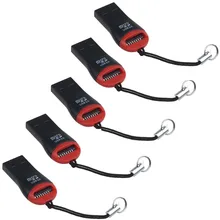 Mini adaptateur USB 2.0 pour ordinateur portable, 5 pièces, lecteur de cartes mémoire Flash TF, Micro SD, T Flash, haute vitesse