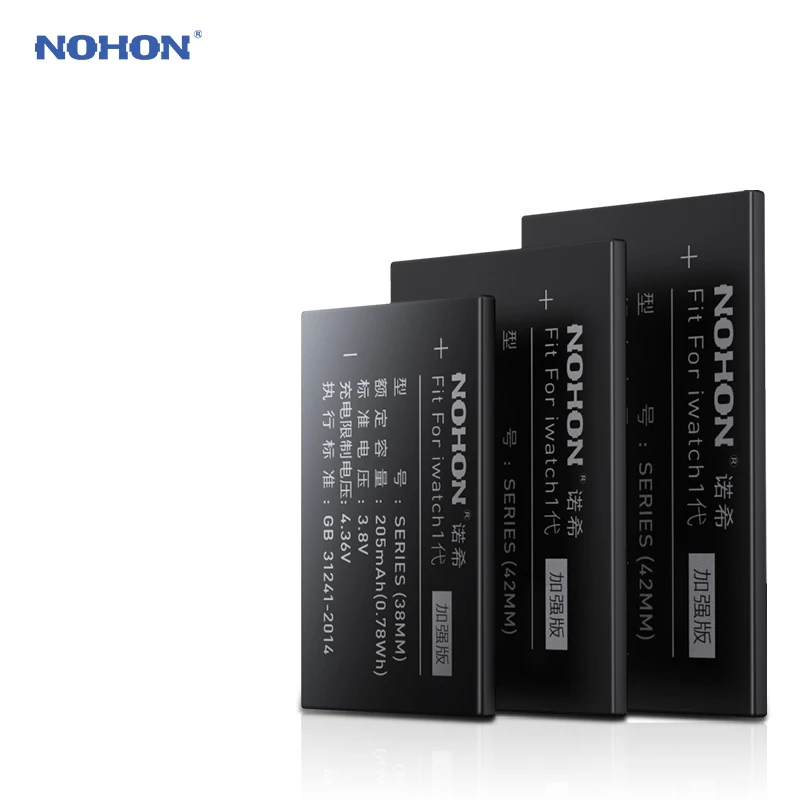 Nohon батарея для умных часов для Apple Watch Series 1 2 S1 S2 38 мм 42 мм 205 мАч 246 мАч 273 мАч 334 мАч Серия 1 Серия 2 батареи