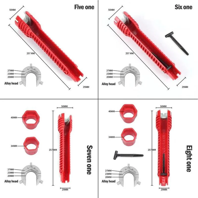8 In 1 Multi Key Flume Magic Wrench Sink Plumbing Tools Magic Wrench 8 in 1 Multifunctional English Key Plumbing Wrench Tool