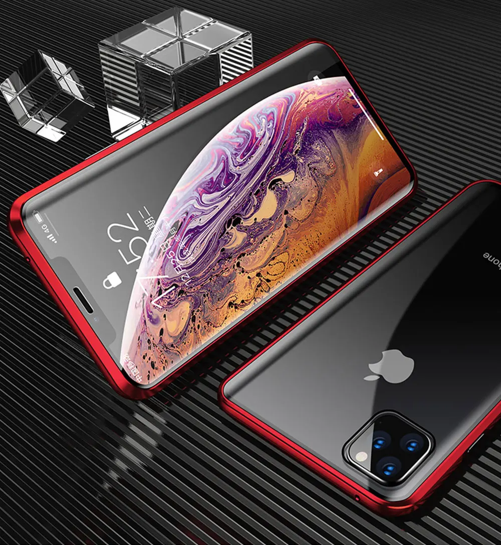Магнитный чехол для Iphone 11 Pro Max, двусторонний чехол из закаленного стекла, прозрачный чехол для Iphone 11 Pro, чехол для телефона