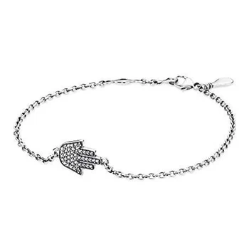 

2019 New 100% 925 Sterling Silver Sparkling Hand Palm Bracelet Clear CZ Charm Bead for Fashion Women DIY Jewelry Set Gift
