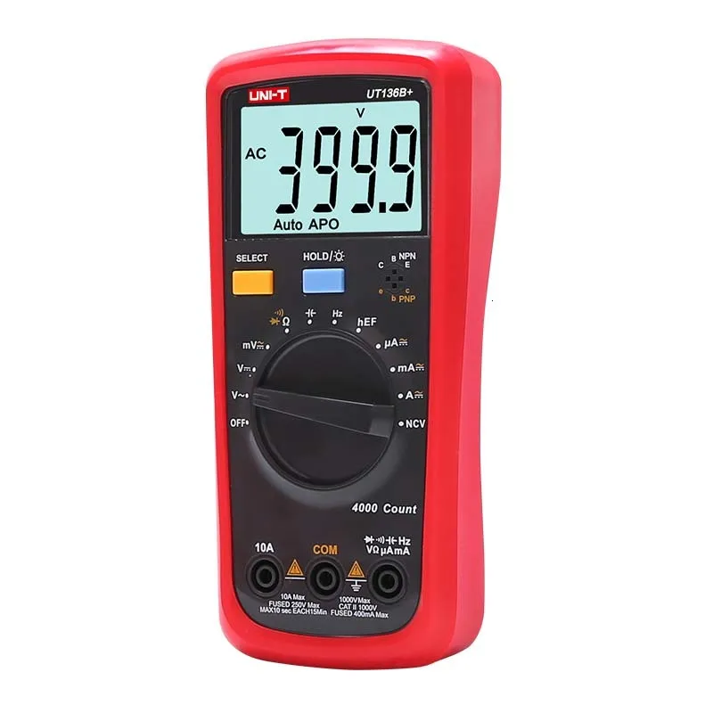 UNI-T UT136B+/UT136C+ мультиметр Цифровой мультиметр тестер AC DC Вольтметр Амперметр Ом Емкость HFE диод/Транзистор тестер