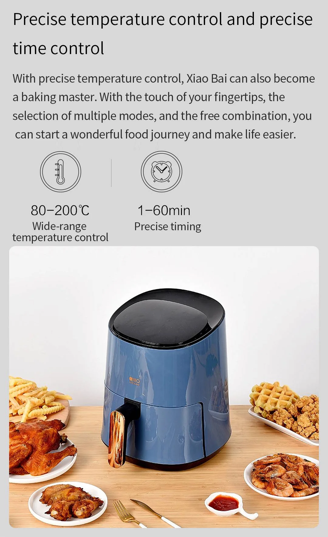 Xiaomi Silencare Smart Cloud Oil Free Air Fryer K505W App Control 2.5L description image 5