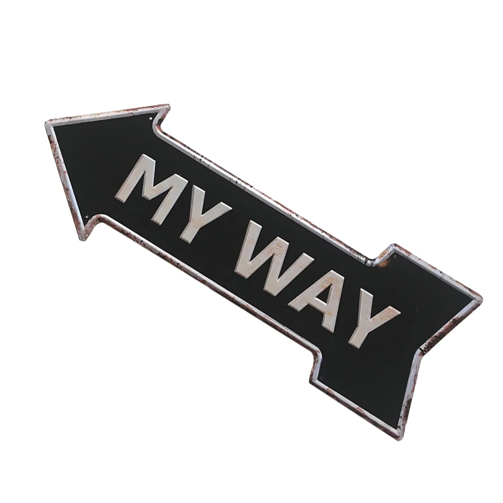 1 Piece Antique Arrow Shape Hand Painted Cast Iron Metal Pointing Direction Signboard 450x160mm(L*W)