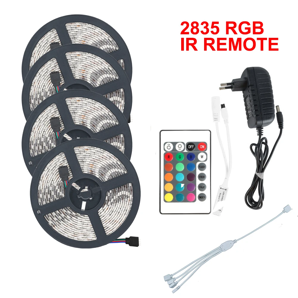 RGB Светодиодная лента светильник SMD 2835 5 м Водонепроницаемая RGB лента 12В лента Диодная Светодиодная лента s светильник Гибкая полоса лампа ИК wifi контроллер - Испускаемый цвет: 20m IR Controller
