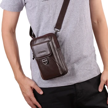 

Men's Cross Body Bag Small Leather Hip Bag Shoulder Bag Vintage Mini Money Purse And Handbags Belt Bags Soft Cowhide Square Bags
