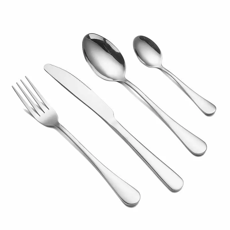 silver Spklifey Cutlery Set Stainless Steel Dinnerware Rainbow Stainless Steel Spoon Set Fork Spoon Knife Steel Cutlery Dinnerware Set - Color: silver