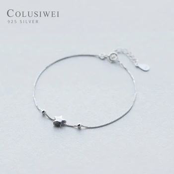 

Colusiwei Genuine 925 Sterling Silver Simple Star Pentagram Bracelet Box Chain Small Beads Bracelets Sterling Silver Jewelry