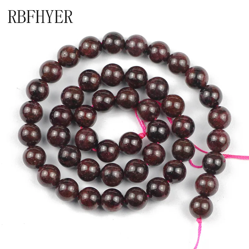 RBFHYER 4 6 8 10 мм бусины из натурального камня круглые темно-красные гранаты