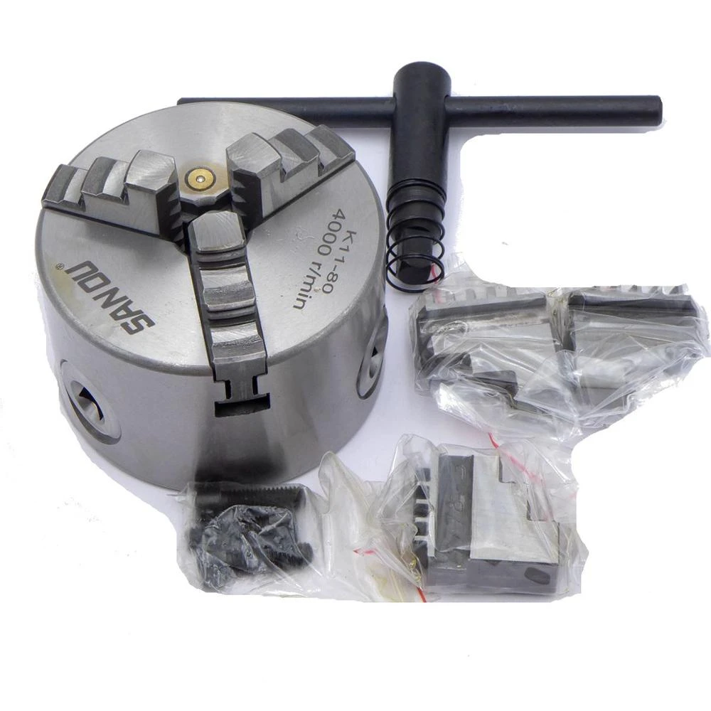 SANOU K11 80 Manual Lathe Chuck 3 Inch 3 Jaw Self Centering Spring