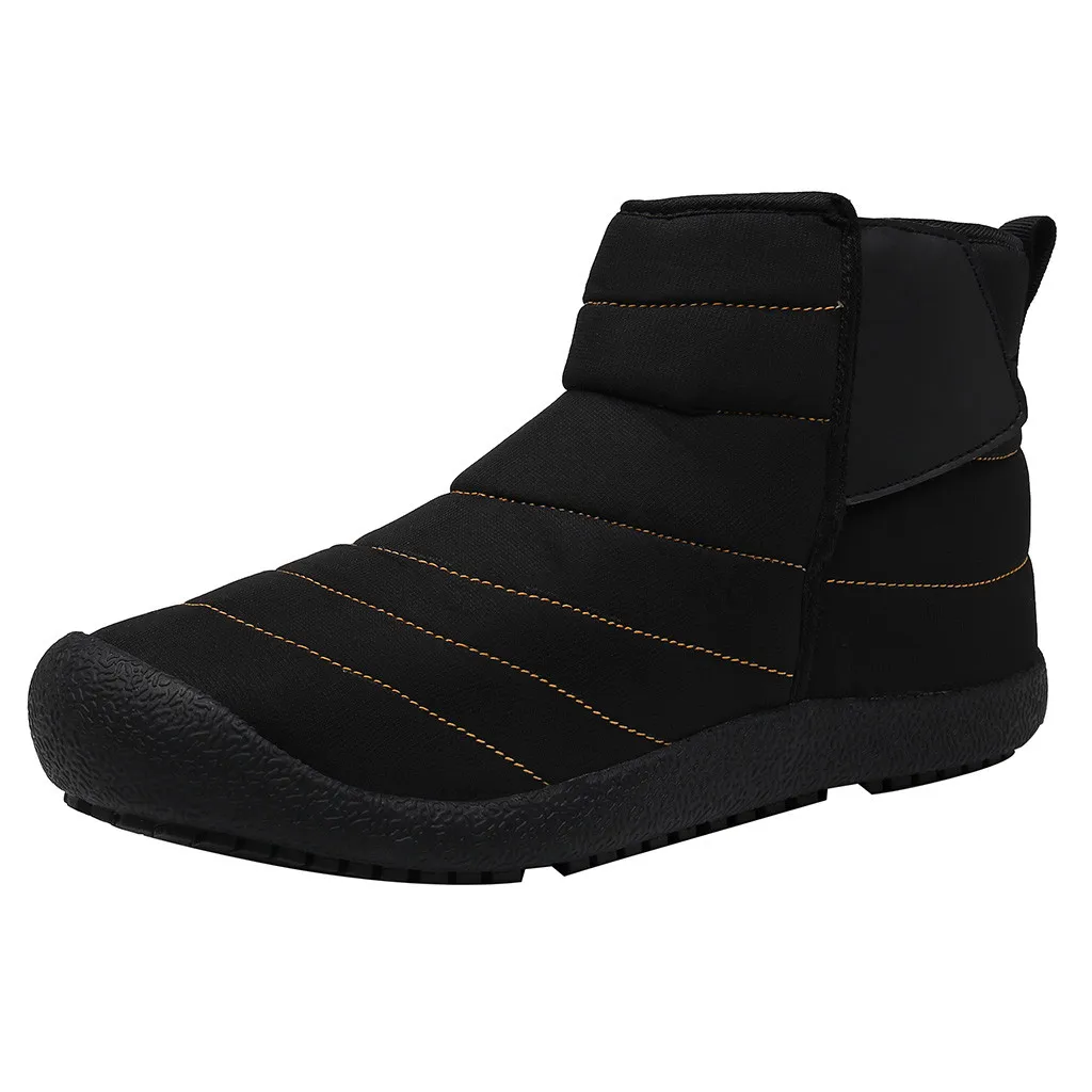Black 2 Повседневные Бархатные Теплые хлопковые ботинки для пары; водонепроницаемые удобные зимние ботинки; Мужская обувь; zapatos de hombre - Цвет: Black 2