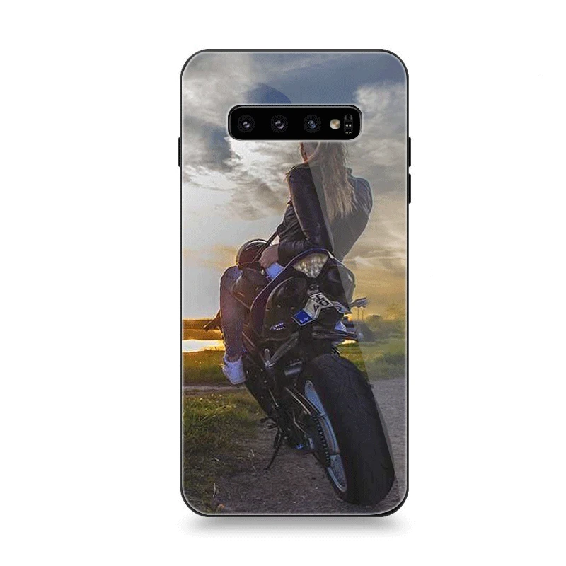 Чехол для телефона Стекло для samsung A40 A50 A10 A20 A30 A60 A70 S10 S7 край S8 S9 Note 8 9 10 плюс Чехол Байкерская мотоциклетная куртка для девочек девушки