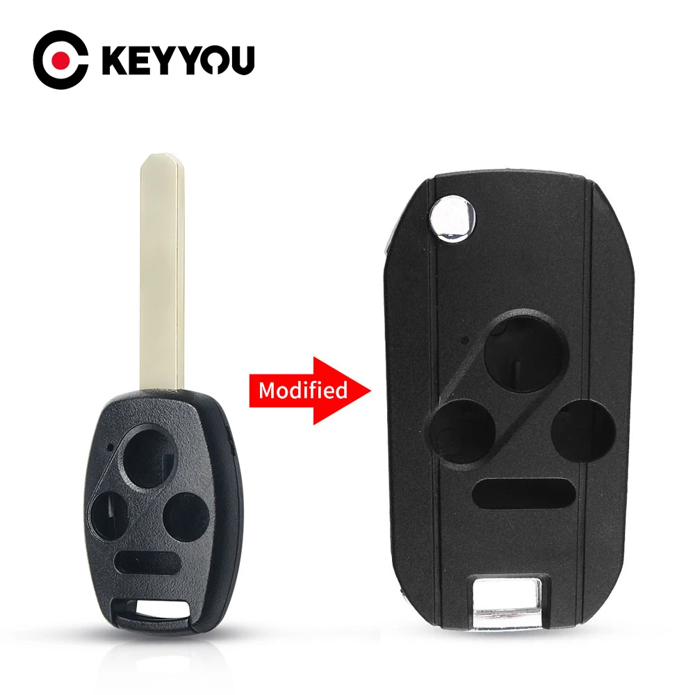 

KEYYOU Модифицированная откидная оболочка ключа дистанционного управления для Honda Accord Cr-V Civic odysley Insight Ridgeline 2/3/4 кнопки, складной чехол для автомобильного ключа