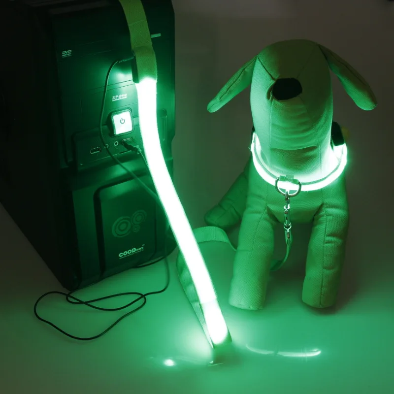 Белый Экспресс USB заряженный люминесцентный ожерелье ходящая собака ожерелье ночью - Цвет: Белый