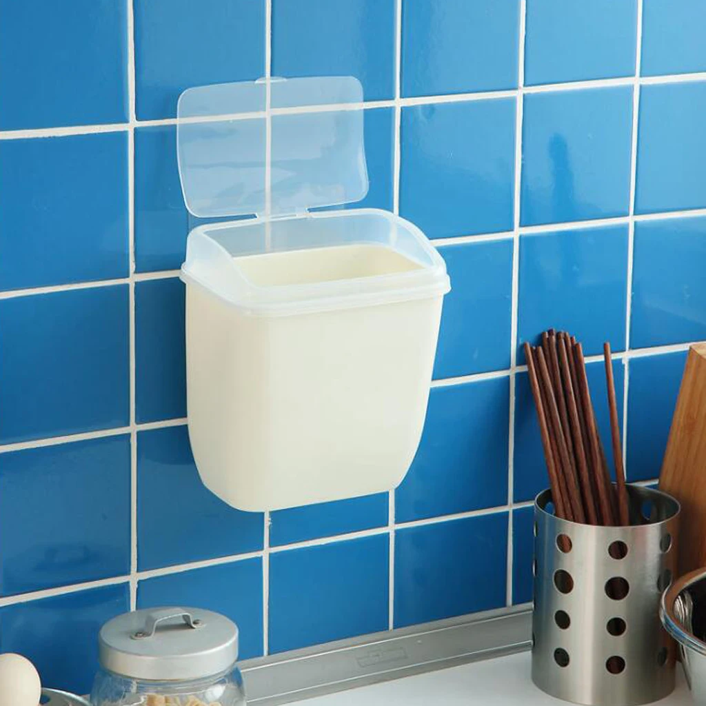 Wall Mounted Plastic Cabinet Kitchen Hanging Trash Can Wastebasket Rubbish Bin Door-Mounted Rubbish Bin Home Hanging Dustbin