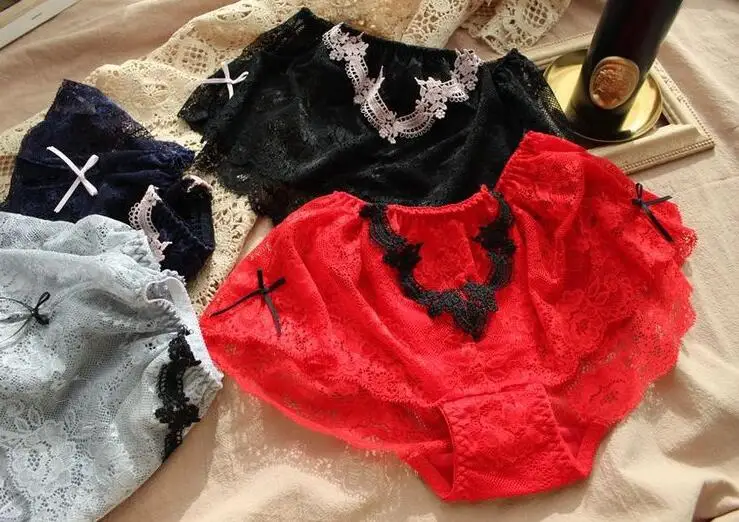 2020 New Arrival 100% Real Photo M L XL 3L Lovely Cute Lolita Kawaii Sexy Lace Panties Underwear Brief Lingerie WP636 | Женская одежда