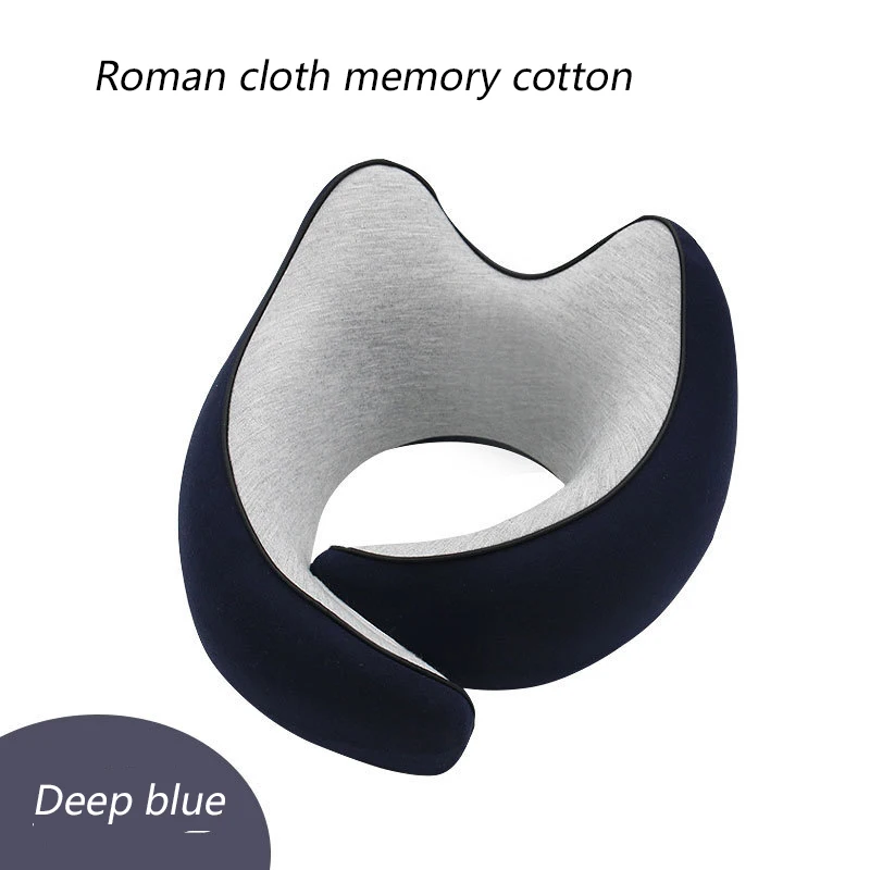 Темно-синий U-shaped Neck Pillow Slow Rebound Memory Foam Relieve Soreness Protection of The Cervical Spine Nap Aircraft Neckrest Pillow - Цвет: Темно-синий