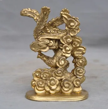 

5" China Chinese brass Feng Shui auspicious Phoenix Phenix Feng Animal Statue