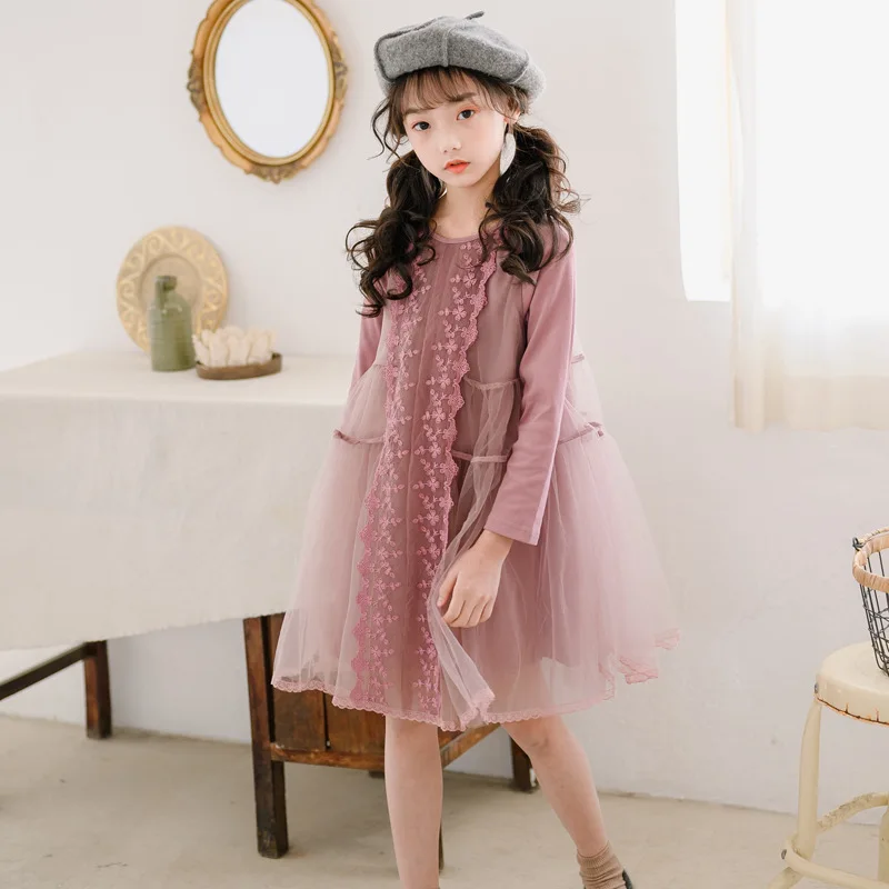 

Dresses For Girls Teenagers Baby Girl Dress 5-14 Years Kids Lace Dress Long Sleeve Children Clothes Toddler Girl Princess Dress