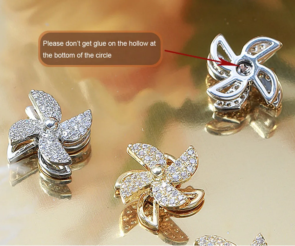 Spin Rotating Snowflake Nail Charms Luxury Spinning Nail