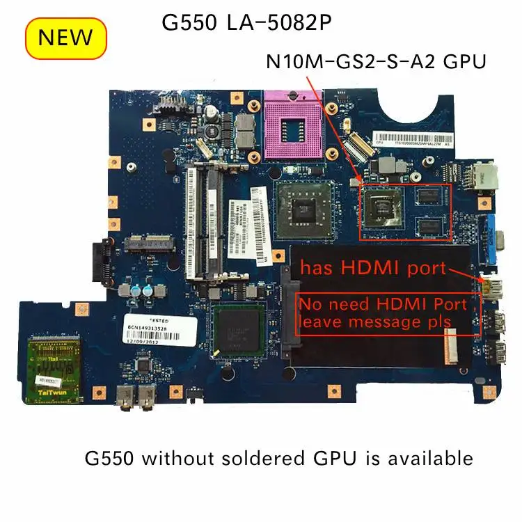 Протестированная материнская плата KIWA7 LA 5082P для ноутбука Lenovo G550|Материнские