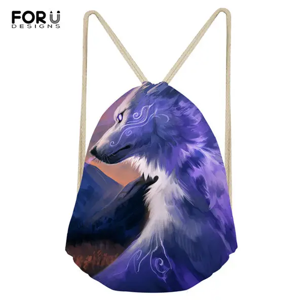 FORUDESIGNS/модные путешествия-супермолния для сумки "Fantasy Wolf" узор мини-обувь карманы милые принты в виде зверей для мальчиков и для девочек рюкзак для путешествий - Цвет: CDWX3788Z3