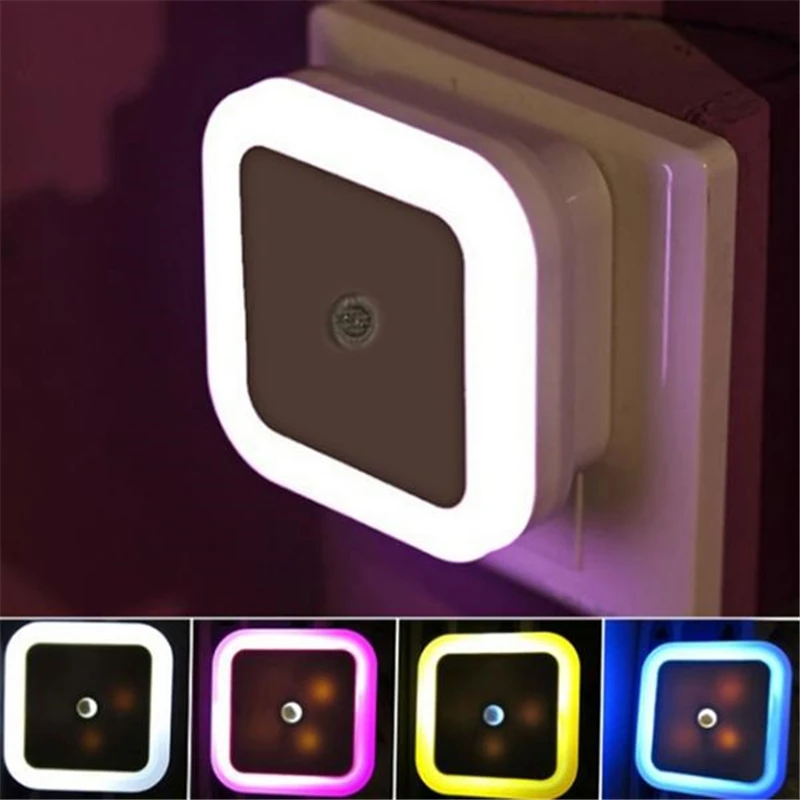 

4 Colors EU US Plug LED Night Light Mini Light Sensor Cabinet Light Closet Lamp for Tairs Kitchen Bedroom Lighting Living Room