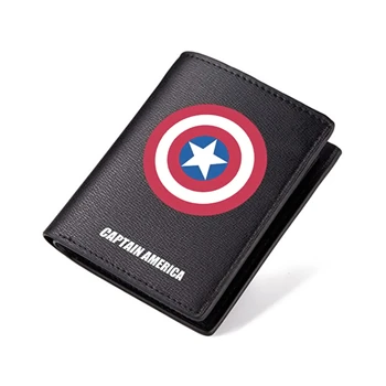 C Герои Marvel PU Кошелек Черный Длинный кошелек Captian Американский мертвый пул агент щит Caretria Железный человек кошельки Короткие PU - Цвет: C