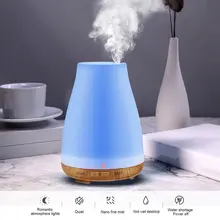 Aromatherapy Lamp Humidifier Household Aroma Diffuser Ultrasonic Colorful Light Wood Grain Cool Mist Humidifier for Home Office