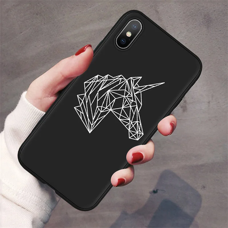 Роскошный чехол с животными для iPhone XR X Xs Max 8 7 6 Plus 6S 5S SE Черный силиконовый чехол для телефона мягкий умный чехол с единорогом и оленем Fundas - Цвет: Color3 Black
