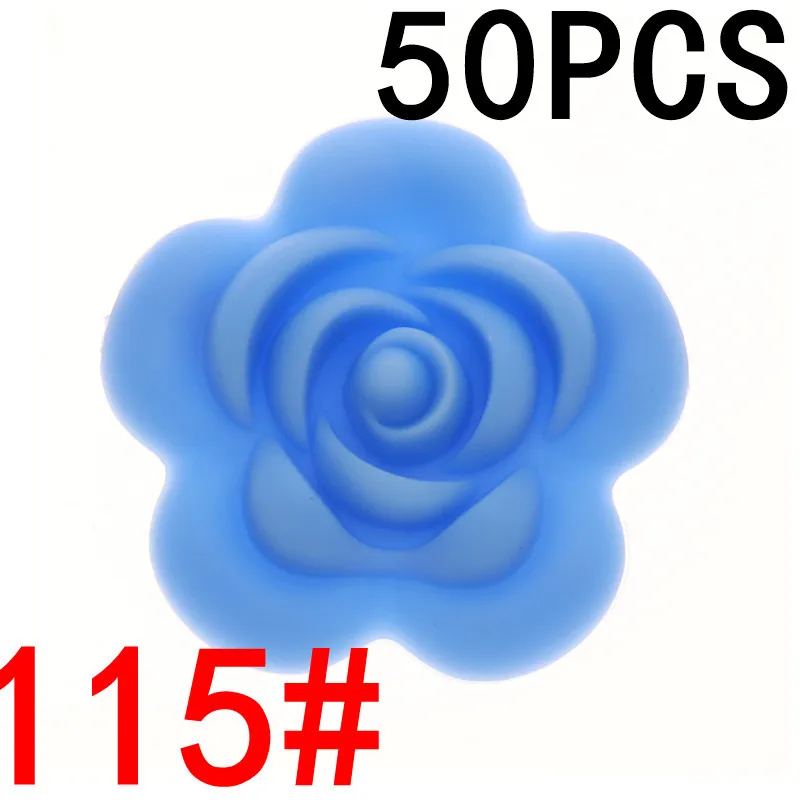 115 china blue ATOB 50 шт. силиконовая Роза бусина укуса детская силиконовая Подвеска для прорезывания зубов силиконовый Прорезыватель для зубов из бусин Diy детские товары игрушки для детей - Цвет: 115 china blue