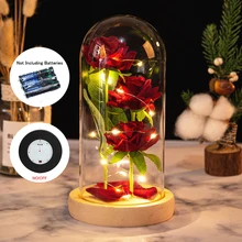 Rosa Roja para regalo de San Valentín, cúpula de cristal con luz LED, regalo romántico de boda para novia, dama de honor, regalo de Año Nuevo