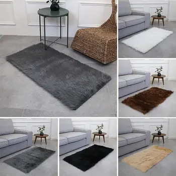 

Wool Carpet Multicolored Sofa Luxurious Rectangle Anti-Skid Living Room Fluffy Rugs Warm Carpet Floor Bedroom Mat Home