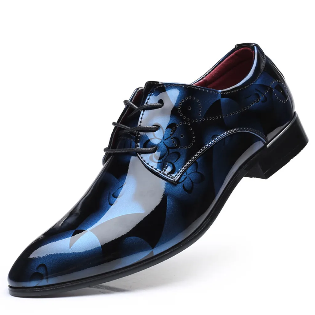 Роскошная деловая кожаная обувь на шнуровке Мужская дышащая официальная модельная обувь мужская офисная обувь с цветочным принтом mocassin homme