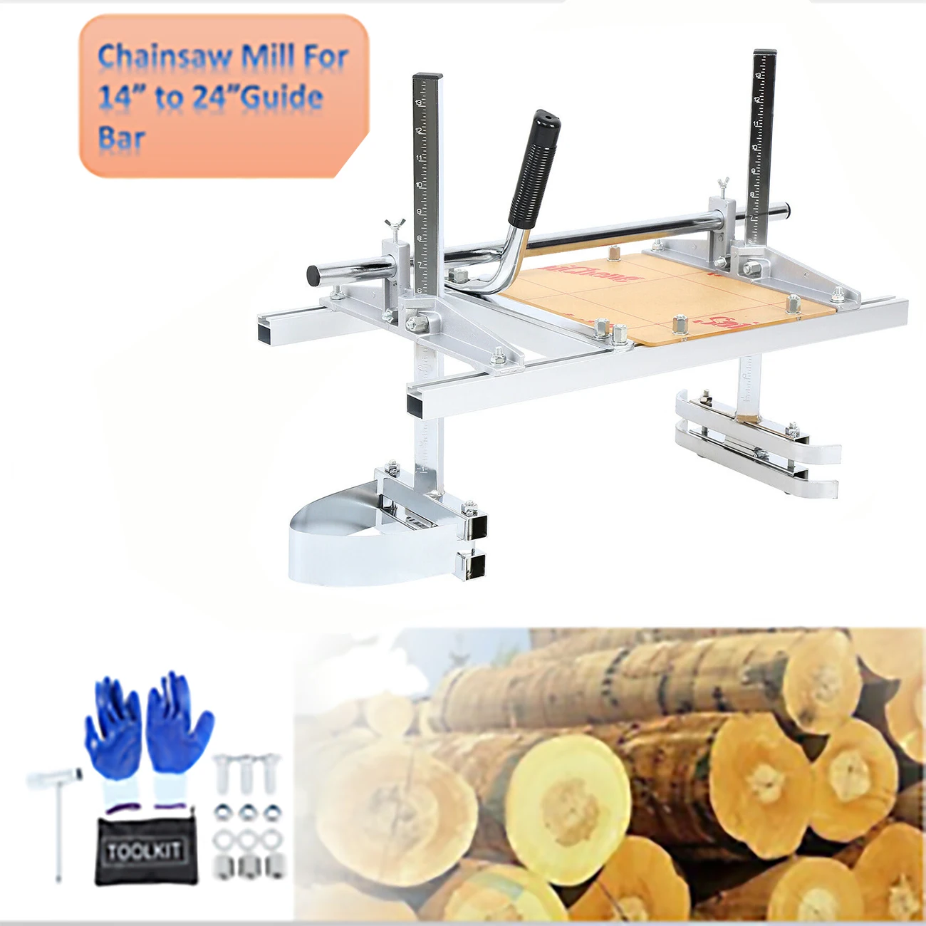 

Honhill Mobile Portable hain Saw Chainsaw Mill Sawmill for Chainsaw 14 Inch- 24 Inch for Wood Log