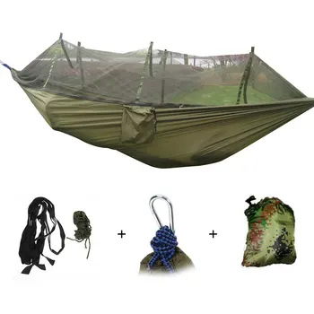 

Portable Mosquito Net Camping Hammock Outdoor Garden Travel Swing Parachute Fabric Hang Bed Hammock 260*130cm Drop Shipping