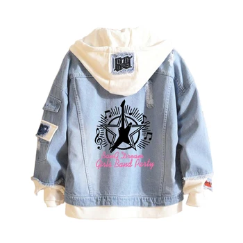 

BanG Dream! Anime men women Sweatshirts Hoodies Fashion Cosplay Cowboy Fake Two Pieces Sweatshirt Denim Unisex Jacket