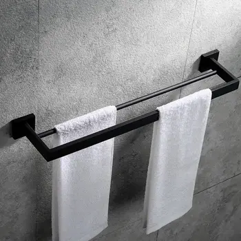 

Bathroom Double Towel Bar Wall Mount,SUS 304 Stainless Steel Matte Black