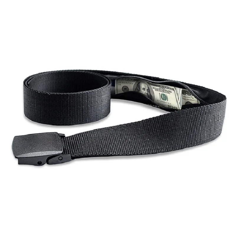 Nylon Webbing Waist Belt with Anti-theft Hidden Money Bag , Invisible Wallet, Mens Belts Casual, Travel Safety Anti-theft