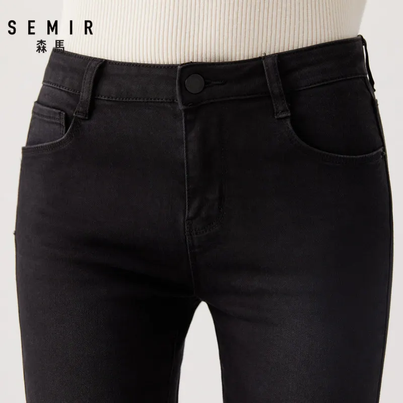 SEMIR, женские обтягивающие укороченные джинсы, потертые джинсы, женские хлопковые джинсы до щиколотки, супер облегающие джинсы с молнией и пуговицами, Ретро стиль