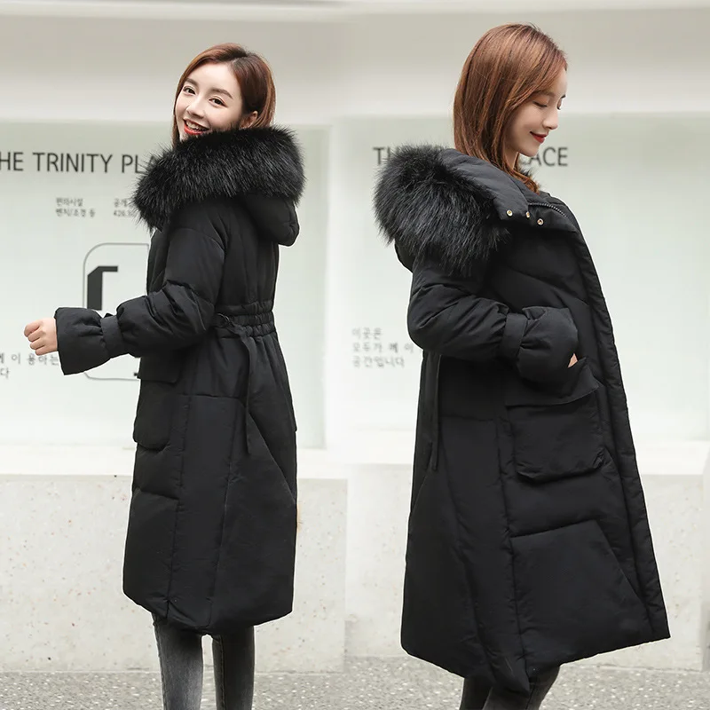 

Cotton-padded Jacket Women's 2019 New Style down Jacket Cotton-padded Clothes Mid-length over-the-Knee Thick Large Pocket Cotton